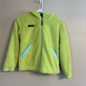 Obermeyer Lime Green Sherpa Jacket with Blue Accents